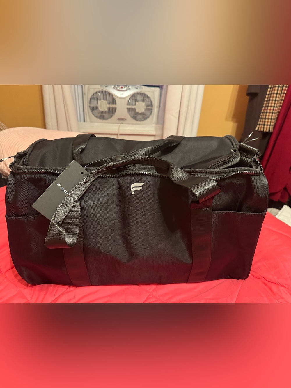Fabletics Black Duffel Travel Bag with Subtle Logo
